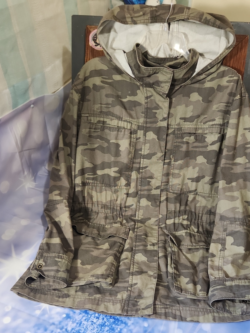 Universal Thread Olive Camo Hooded Utility Jacket